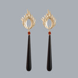 PENDIENTES WILD FEATHER EBONY