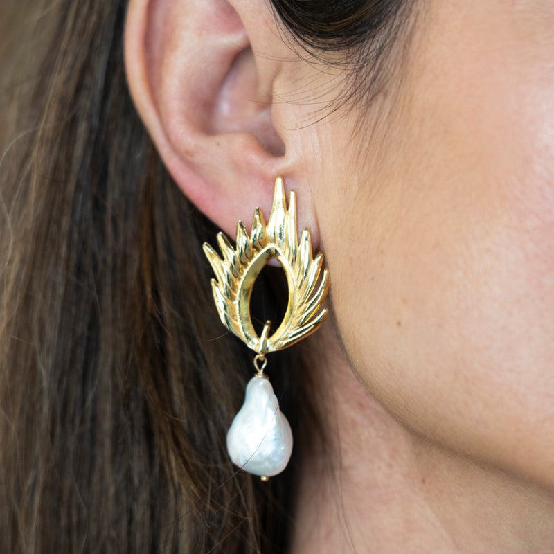 PENDIENTES WILD FEATHER PEARL