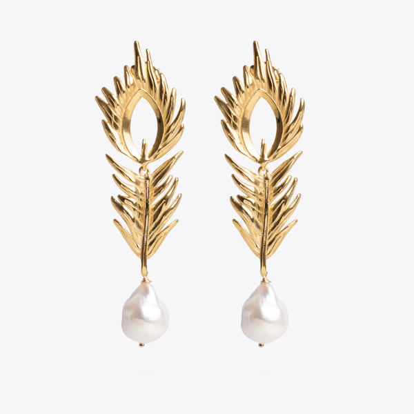 PENDIENTES WILD FEATHER PEARL