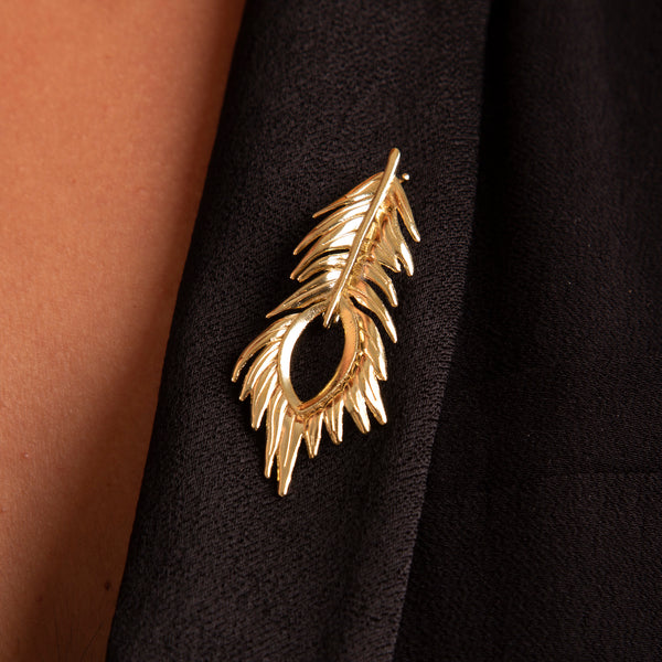 BROCHE WILD FEATHER GOLD